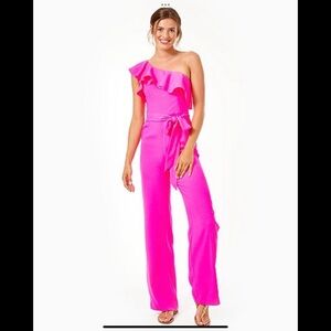 Lilly Pulitzer Lyra One Shoulder Jumpsuit Pink size 12